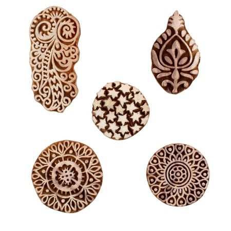 Set of 5 Piece New Mix Wooden Printing Blocks